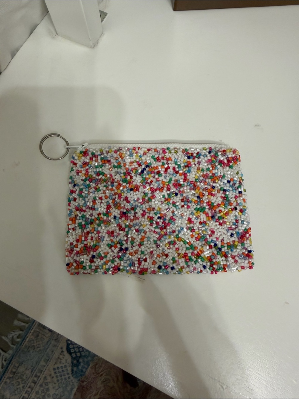 Moyna Multicolor Beaded Zip Wallet with Keyring